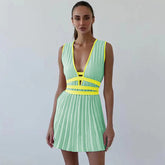 Mini-robe plissée en maille Fleur